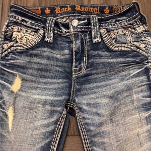 Rock Revival Distressed Blue Jeans | Pearlie